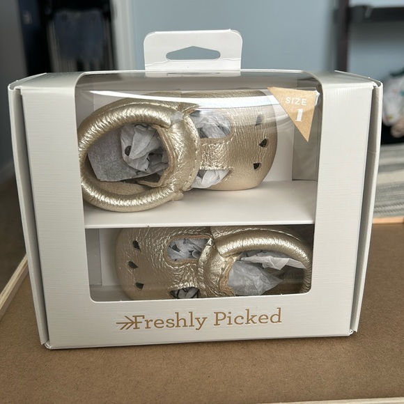 New in Box! Freshly Picked Platinum Mary Jane size 1 - Picture 1 of 6